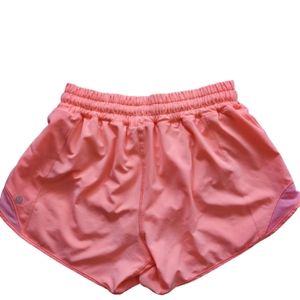Lululemon orange and pink inset shorts Size 4 tall